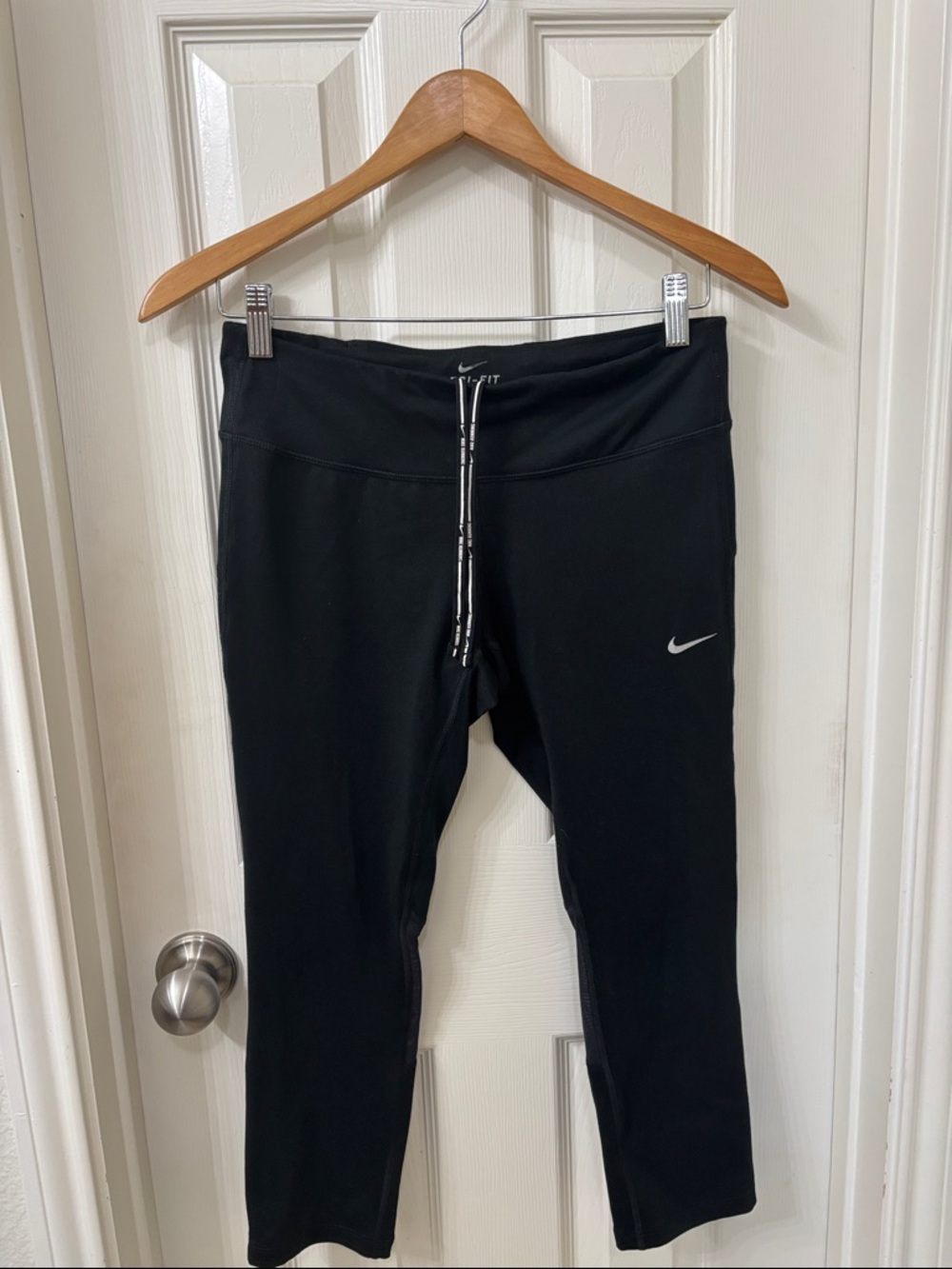 Nike Black Kids Athletic Leggings with Drawcord